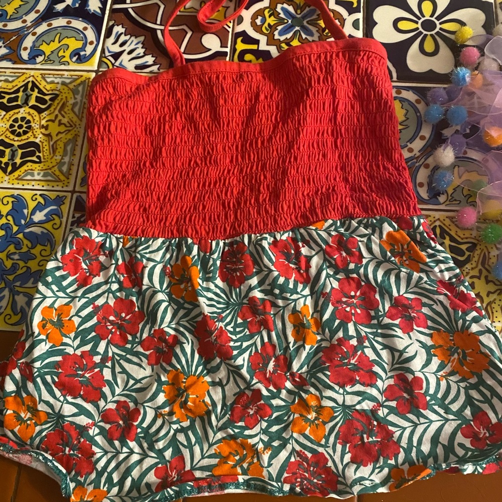 medium size dog tropical dress and doggie tutu